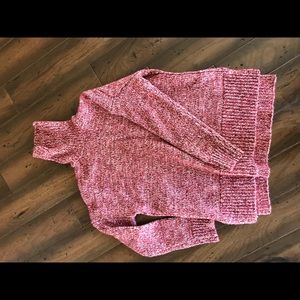 J . Crew red and white turtle neck sweater.